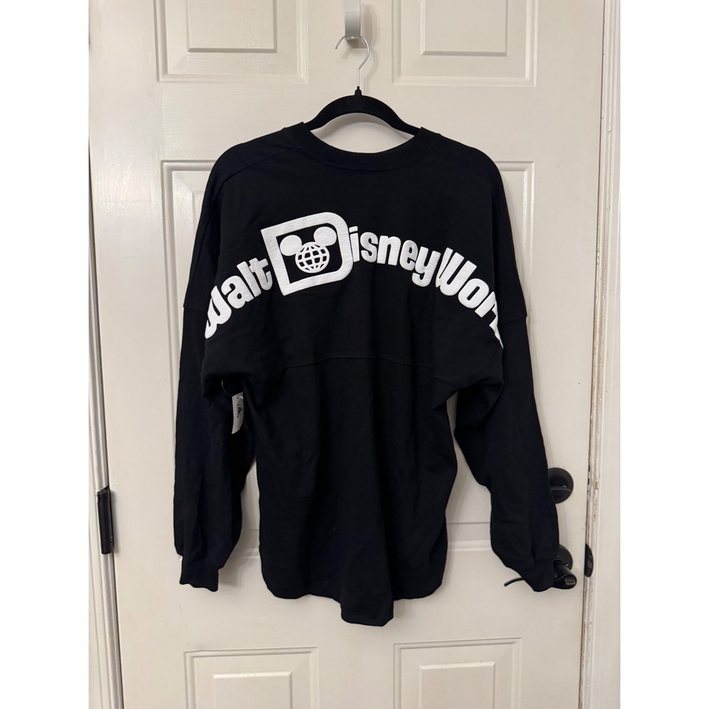 Walt Disney World Spirit Jersey Black Long Sleeve Puff Print Shirt Small NWT